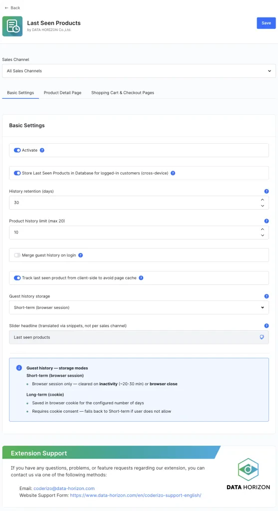 DataHorizonLastSeenProducts